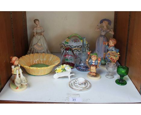 SECTION 21.  Three Coalport "Age of Elegance" figures, together with three Goebel figures, Dresden bowl & cover, two eye bath