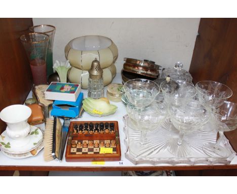 SECTION 14.  A preserve jar with embossed silver lid, a Victorian Granger's Worcester 'Shell' butter dish, a chess set and an