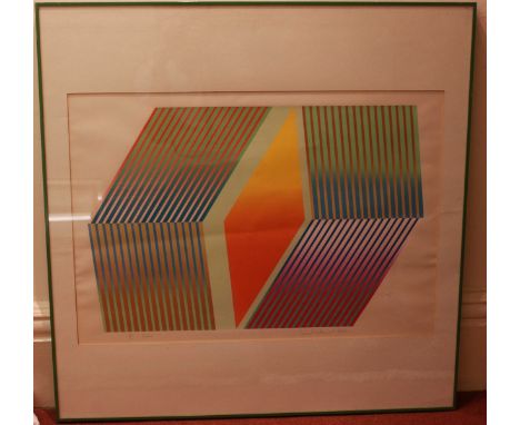 David Williams, (20th century British), "Neon," and "Echo," geometric coloured abstract, signed in pencil and dated "1974," a