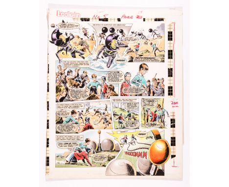 Timeslip original colour artwork by Mike Noble for Look-in No 5 pg 17 (6 February 1971). Liz and Simon defeat the black-helme