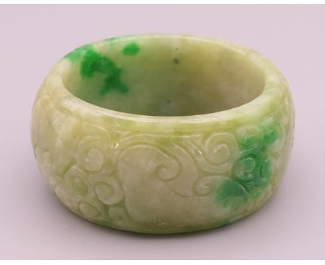 A jade serviette ring.  5.5 cm diameter.