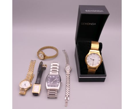 A small quantity of wristwatches, including Sekonda and Rotary.  