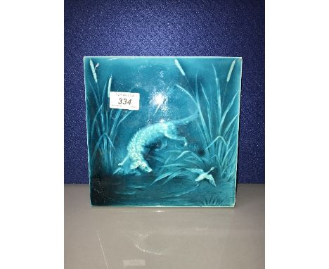 VINTAGE MINTON LUSTRE TILE DOG &amp; DUCK