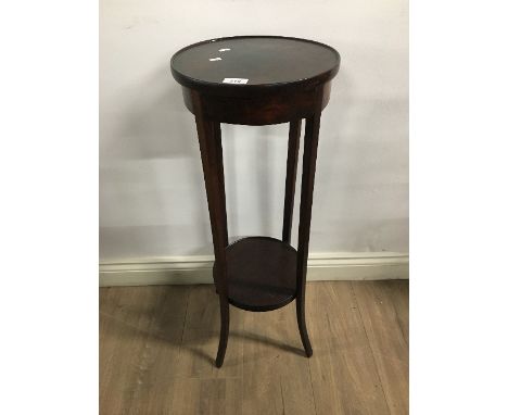 MAHOGANY PLANT STAND ON SPLAYED FEET WITH LOWER SHELF