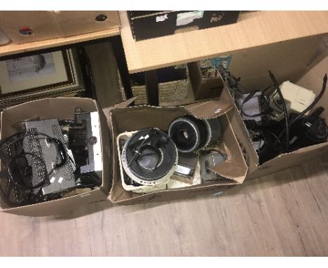 3 BOXES OF VINTAGE PHOTO EQUIPMENT (SAS)