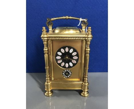 SUPERB QUALITY HALF HOUR STRIKING REPEATING ALARM CARRIAGE CLOCK