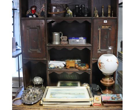 A pair of Wilkinson “Windsor” 8 x 30mm field glasses, cased; a battery-operated wall clock; an oil table lamp; &amp; sundry o