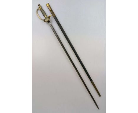 Preußen, IOD alter Art (Infanterie Offiziers Degen), Messinggefäß mit sauberer Wicklung, Stichblatt mit aufgelegtem Wappenadl