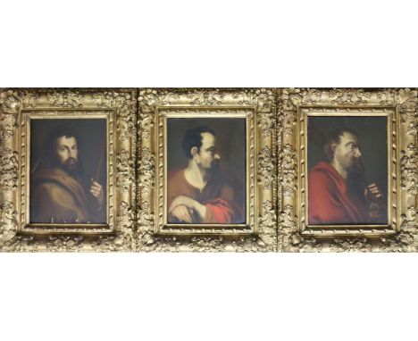 Anthonius VAN DYCK (1599-1641) nach, drei Apostelbildnisse, nach grafischem Vorbild, Öl auf Holz, wohl 19. Jh., Hl. Mathias, 