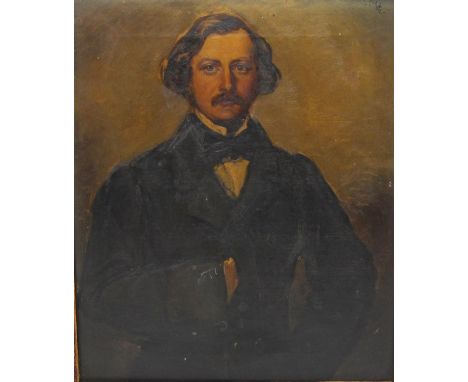 ENGLISH SCHOOL CIRCA 1850. Portrait of a Gentleman, half-length, wearing a dark jacket, oil on canvas, 12 x 11 in 