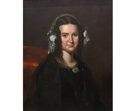 ENGLISH SCHOOL, 19th CENTURY. Portrait of a Lady; and a Gentleman, oil on canvas, 29 x 24in; a pair (2)