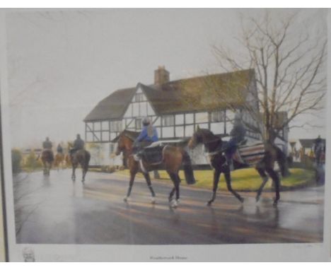 A framed and glazed set of Ogden's cigarette cards featuring jockeys in 1930, together with a framed and galzed set of 40 Wil