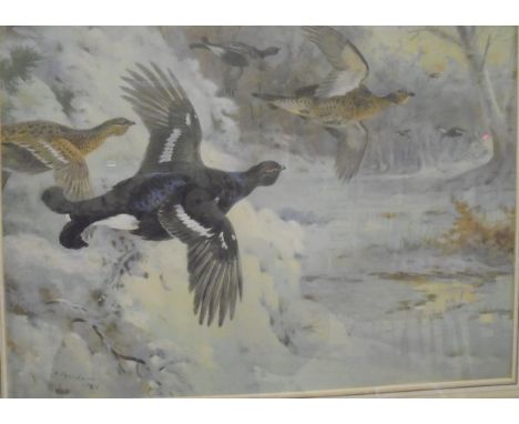 AFTER ARCHIBALD THORBURN "Through the snowy coverts", colour print, together with AFTER ARCHIBALD THORBURN "Autumn at Loch Ma
