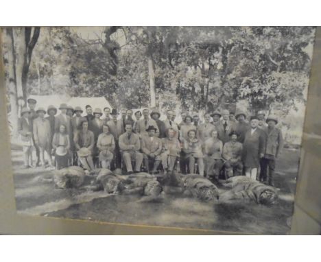 EARLY 20TH CENTURY SCHOOL "Marquess of Linlithglow and retinue with game at their feet", black and white photographic print 