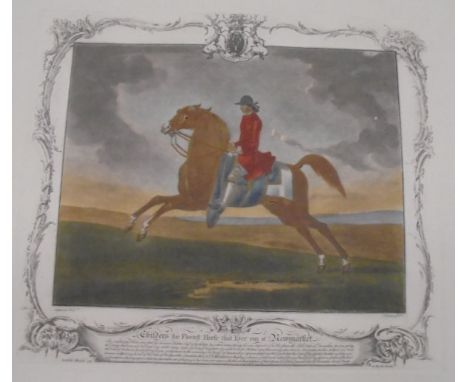 AFTER SEYMOUR "Childers is the fleetest horse that ever run at Newmarket", colour print set in a scrolling Rococo style borde