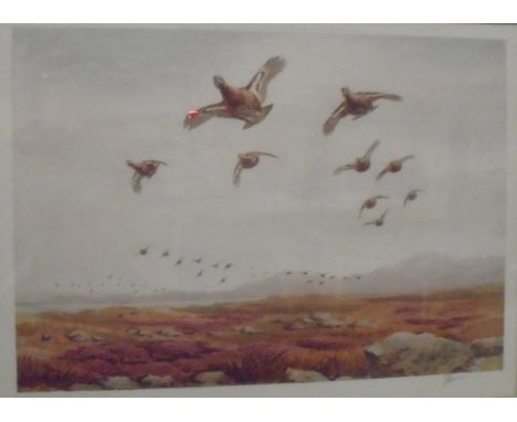 AFTER J C HARRISON "Good Drive - Grouse", colour print, signed in pencil lower right, artist's blind studio stamp lower left,