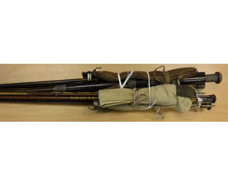 A collection of four vintage fishing rods to include examples by Hardy and Farlow
