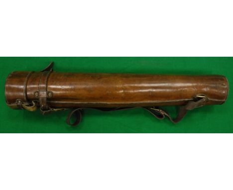 A vintage leather carrying case for trout rods with leather carrying strap CONDITION REPORTS Approximately 87 cm in length x 