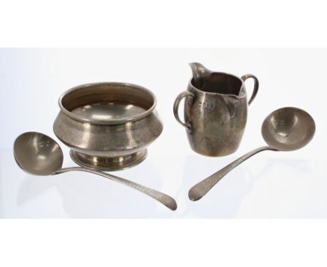 George V slver bowl, maker Philip Hanson Abbot, Birmingham 1919. Also a Victorian twin spout silver chocolate pourer and pair