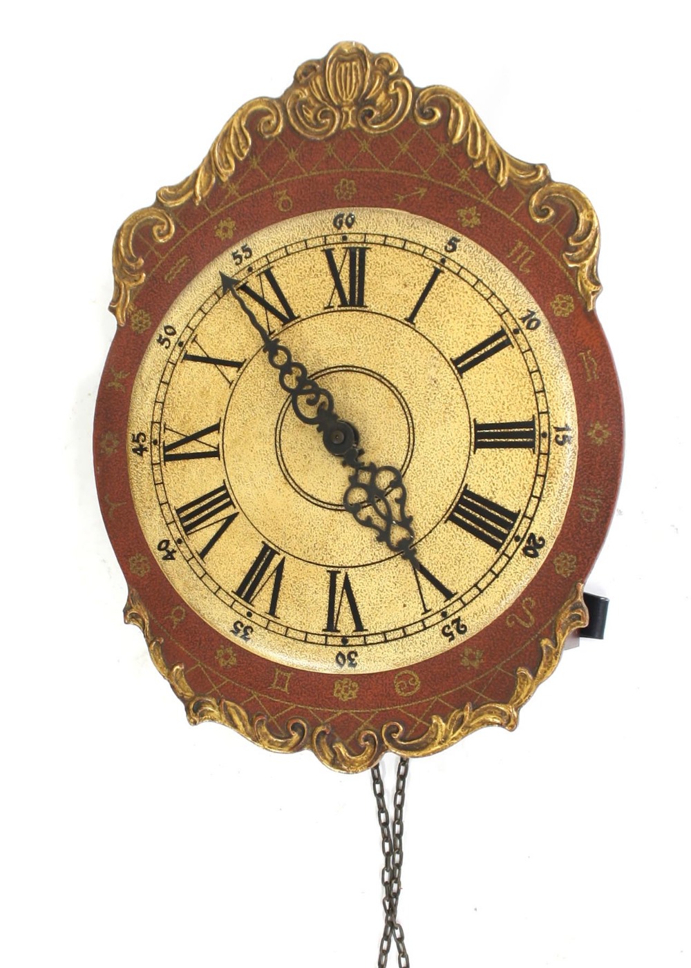 Black Forest type contemporary weight driven wall clock timepiece, 14
