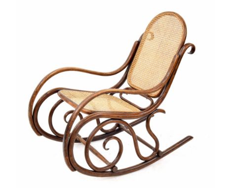 Vintage bergere bentwood rocking chair in the manner of Thonet, 21" wide