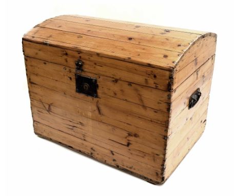 Vintage waxed pine dome top trunk/chest, 24" wide, 18" high, 16" deep