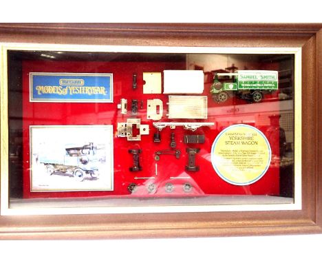 Matchbox Yesteryear display case of Yorkshire steam wagon and components, complete with packing and shipping carton. P&amp;P 