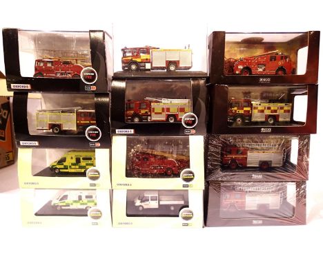 Eight Oxford and four Atlas Editions, mostly Fire and Ambulance related OO vehicles. P&amp;P Group 2 (£18+VAT for the first l