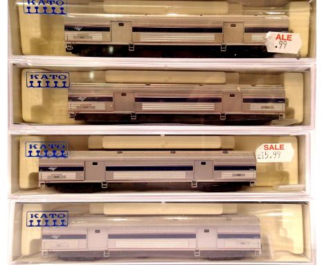 Kato Amtrak baggage car 0953 x4. P&amp;P Group 1 (£14+VAT for the first lot and £1+VAT for subsequent lots) 