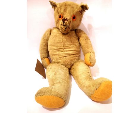 Geriatric teddy bear, Looking For Care Home straw filled H: 60 cm, with jointed arms and legs. Been well loved, in need of at