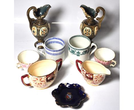 A quantity of decorative ceramics to include a pair of Continental ewers, part tea service etc.