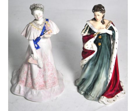 A Royal Doulton figure H.N. 3141 from Queens of The Realm, "Queen Anne" and a Royal Worcester figure "Her Majesty Queen Eliza