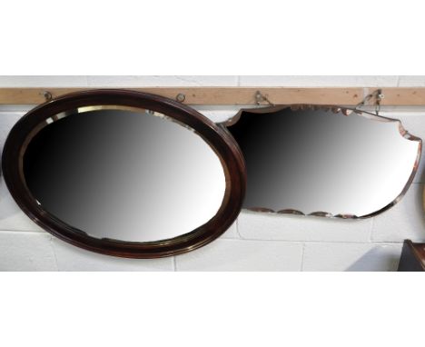 A mahogany framed oval wall mirror and a 1930's wall mirror (2).