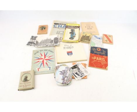 A collection of vintage ephemera relating to Paris, France and Belgium. Including booklets, postcards, etc.