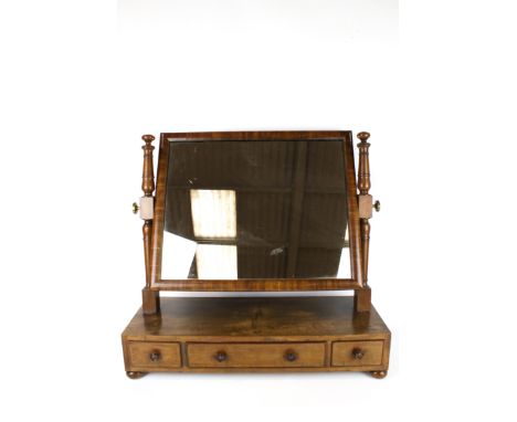 A vintage mahogany swing dress mirror with three drawers. L65cm x D23cm x H63cm