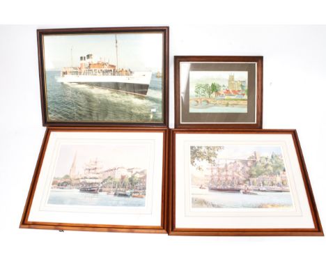 Frank Shipsides, Bristol Harbour Interest, two signed limited prints, etc. Including a print of the 'Waverley' and a watercol