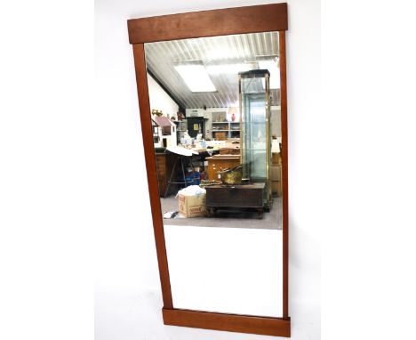 A large contemporary wooden framed wall mirror. Hung horizontal, H66cm x W152cm