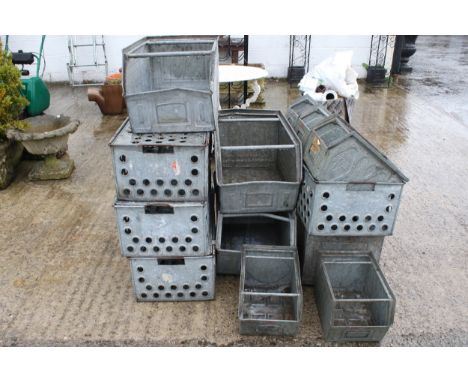 A collection of vintage metal industrial larger boxes. Various sizes, Max L65cm