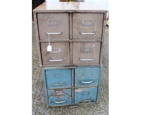 Two vintage metal cabinets. Each with four drawers, both L50cm x D53cm x H45cm 