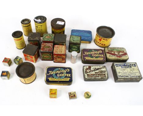 A collection of vintage tins. Comprising mainly coffee and biscuit tins including Bantam coffee and Co-operative biscuits, qt