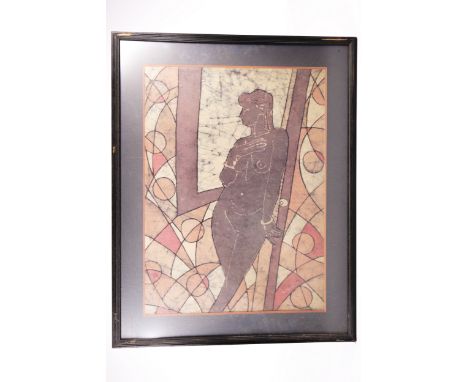 After L Mardes, 20th century coloured print. Depicting a portrait of a naked lady, 67cm.x 47.5cm, framed and glazed