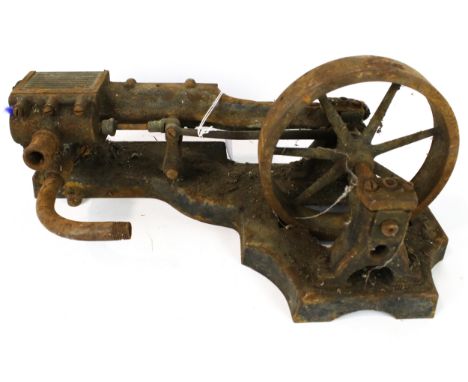 A cast Iron based live steam stationary engine. Requires attention, nice project piece. H15cm Condition Report: Diameter of t