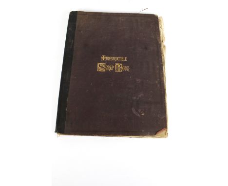 A Victorian 'Indestructible' scrap book and a print. Inscribed 'Christmas, 1868', including coloured illustrations, fashion a