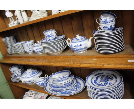 A CHINESE PORCELAIN BLUE AND WHITE PART DINNER AND TEA SERVICE (quantity)