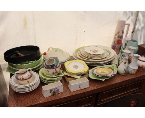 A SELECTION OF CHINA AND POTTERY INCLUDING Susie Cooper, Radford ware, Charlotte Reed, Carlton ware and a Clarice Cliff 'Biza