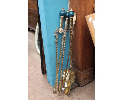 A SET OF THREE VICTORIAN FIRE IRONS and a Georgian toast fork (4)