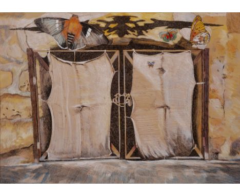 *GRAHAM GURR  'Rawhide', pen and coloured pencil sketch, signed lower right hand corner, 49cm x 68cm