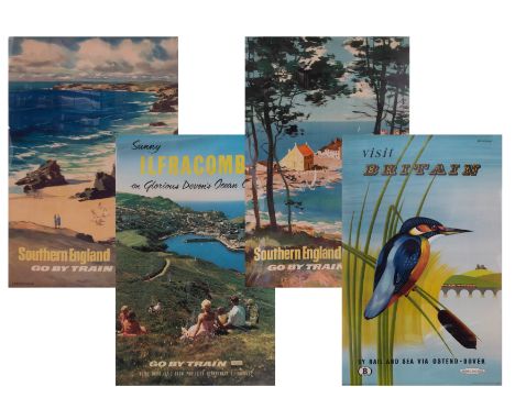 Walter Langhammer, four vintage British Railways posters including Visit Britain by Rail &amp; Sea via Ostend-Dova, Southern 