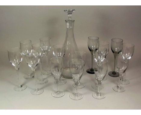 DARTINGTON GLASS.
A hand blown glass decanter & a suite of 16 matched glasses.