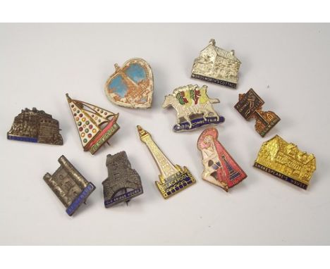 ENAMEL BADGES.
Various souvenir badges including Blackpool.
Note: Lots 400-414 are mostly badges by Miller of Birmingham. Man
